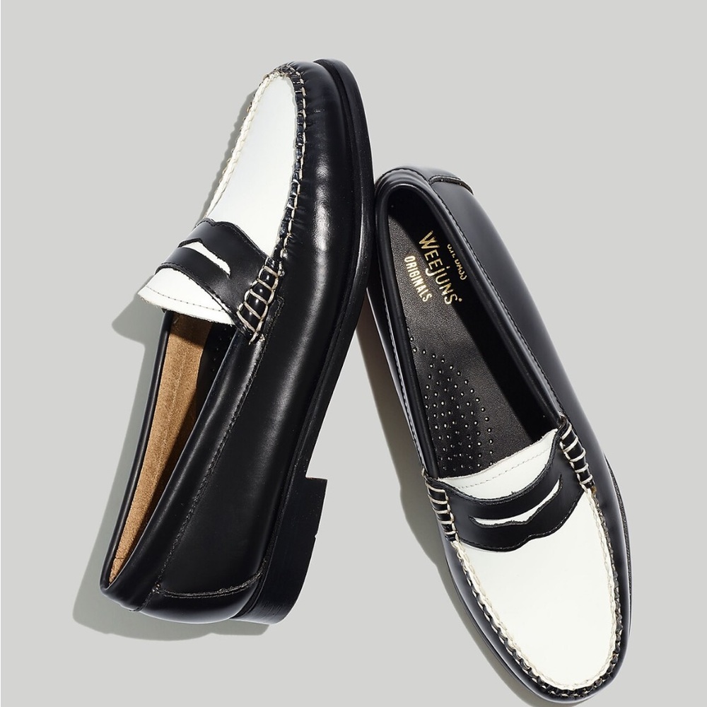 NIB G.H. Bass Whitney Weejuns Black and White Leather